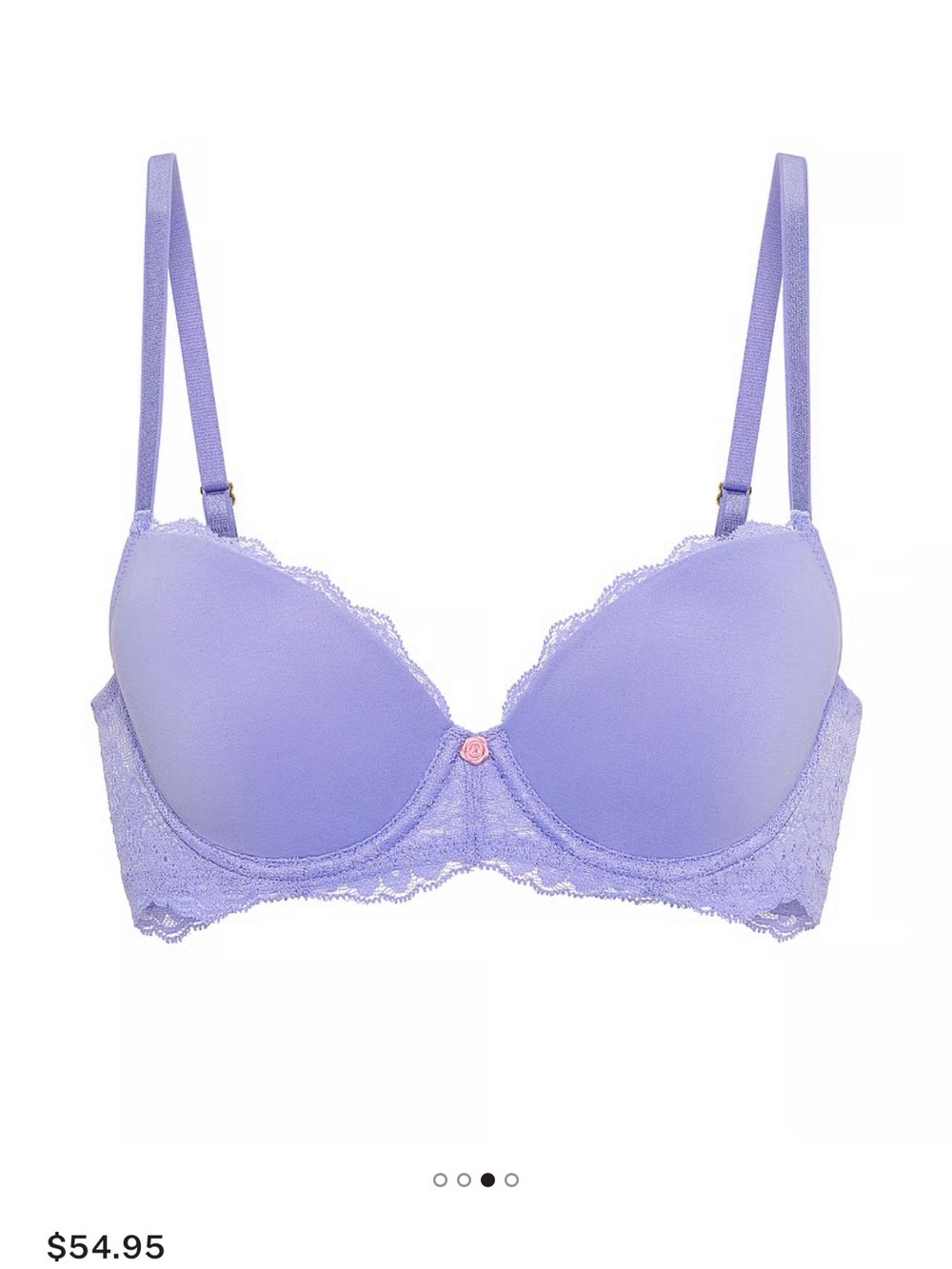 Victoria's Secret Smooth Blue Lace 36D Dream Angels Lightly Lined Demi Bra VS